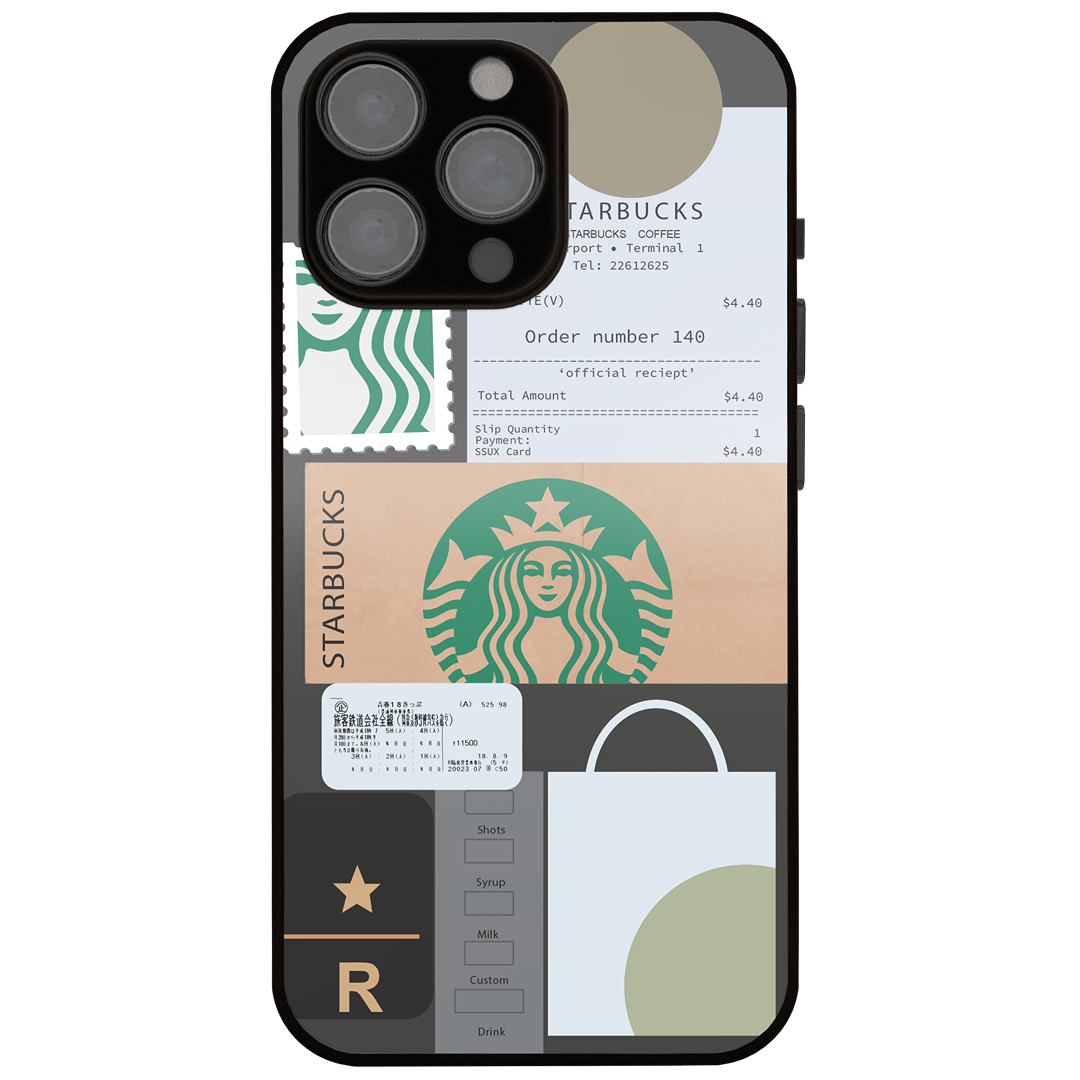 Starbucks bill collage pattern (Glass)